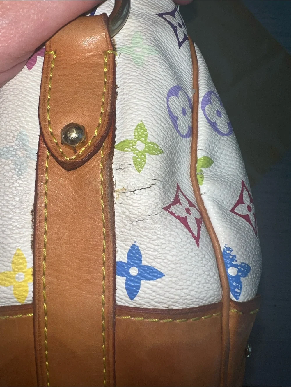 Louis Vuitton Greta Multicolor Monogram Shoulder Bag - White with Tan Trim